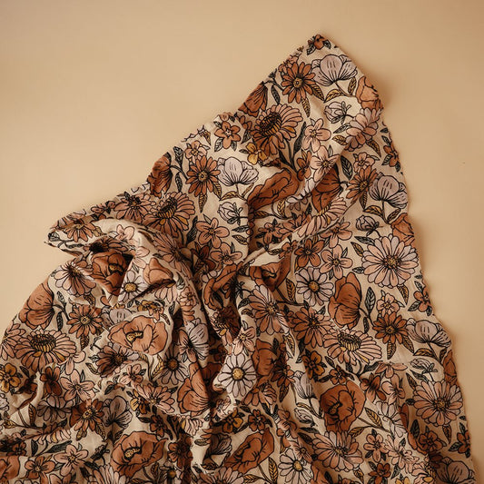 Муслин прекривка од органски памук - Ретро цвеќиња