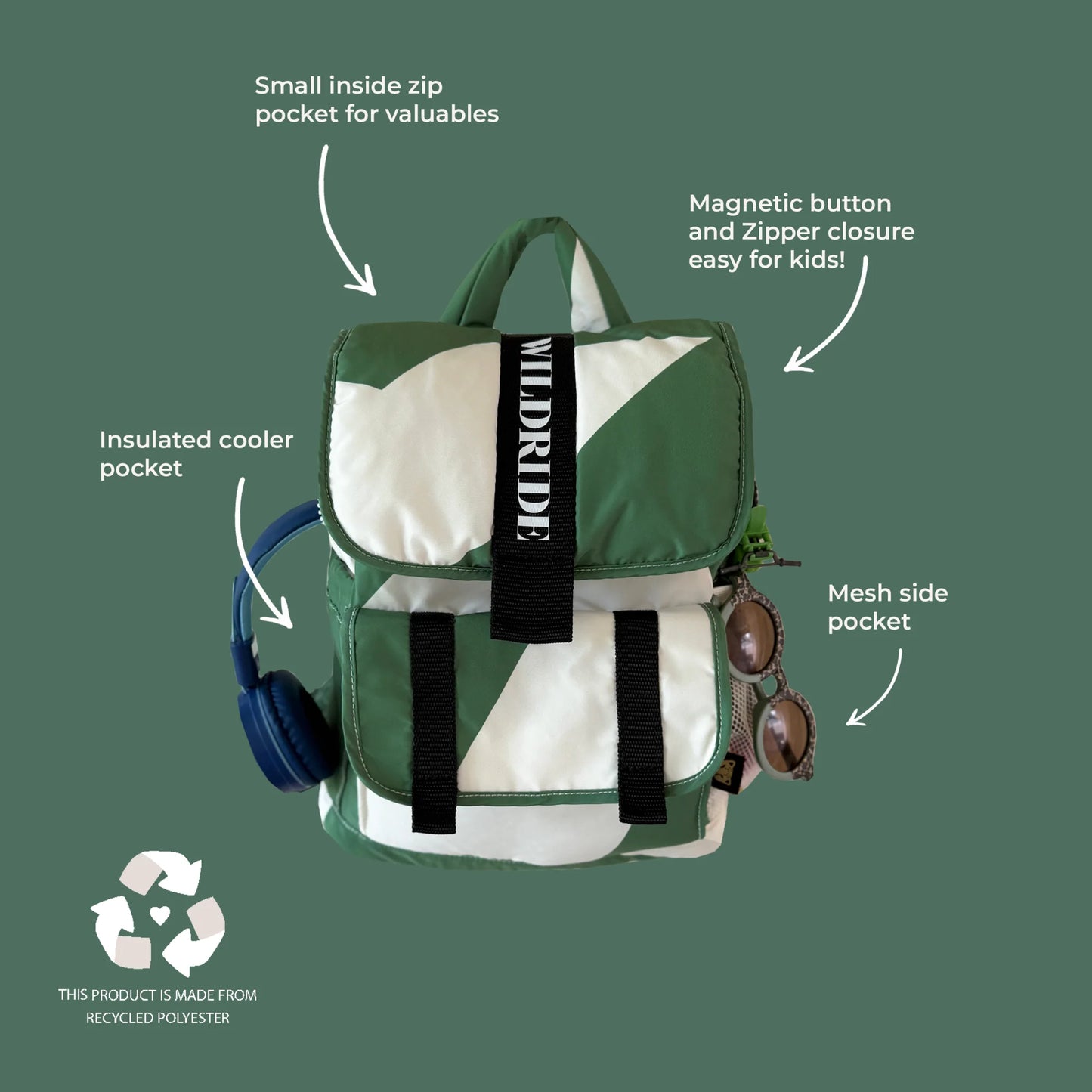 Детски ранец - Зелена графика