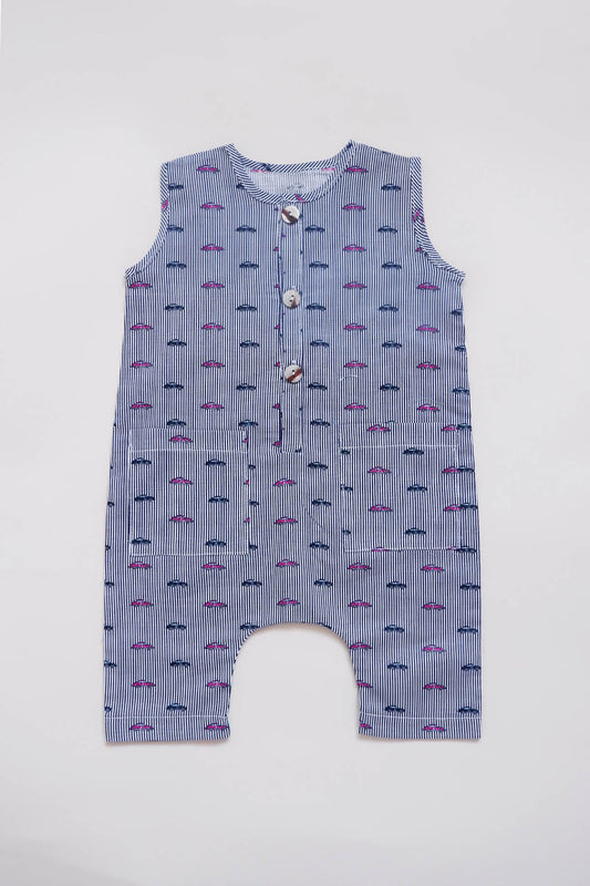 Ленен ромпер - Тегет риги со ретро коли