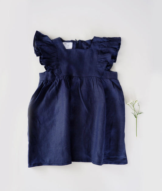 Тегет ленено фустанче со карнери