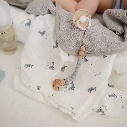 Муслин прекривка од органски памук - Китови