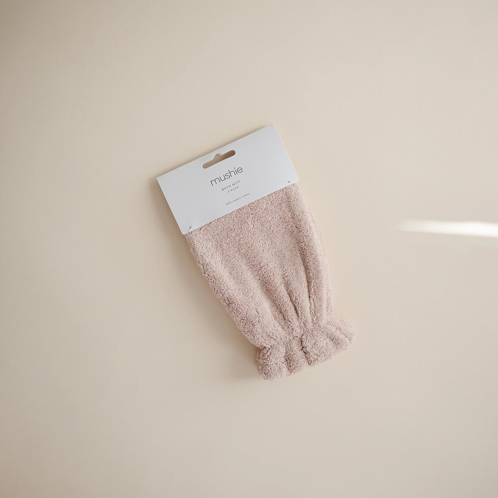 Сет од 2 ракавици за бањање од органски памук - Румена