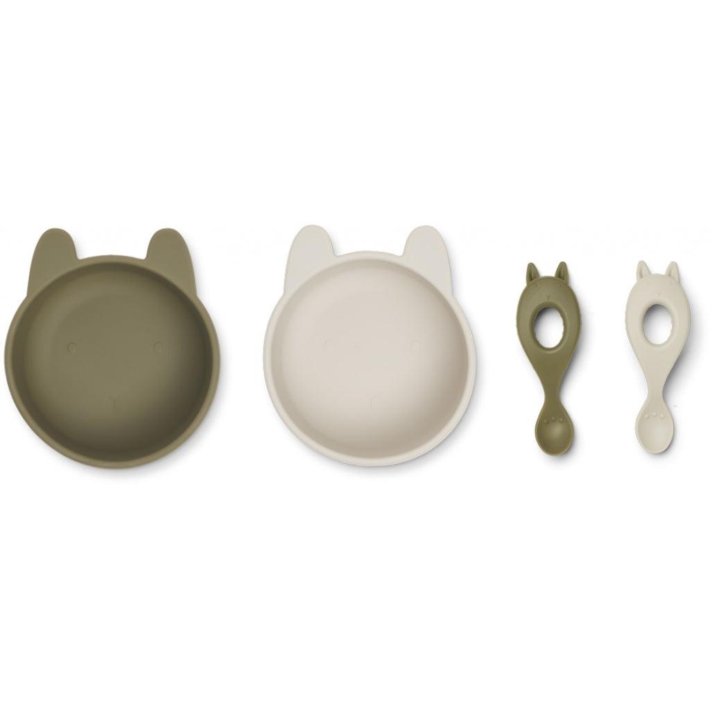 Сет за јадење - Еван - Зајче зелено/песок микс (4 производи)